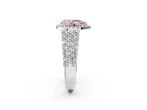 White gold Fancy Pink Pear Cut Halo Pavé Diamond Engagement Ring with Split Shank and Four-Prong Setting_5