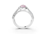 White gold Fancy Pink Pear Cut Halo Pavé Diamond Engagement Ring with Split Shank and Four-Prong Setting_6