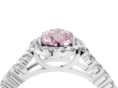 White gold Fancy Pink Pear Cut Halo Pavé Diamond Engagement Ring with Split Shank and Four-Prong Setting_7