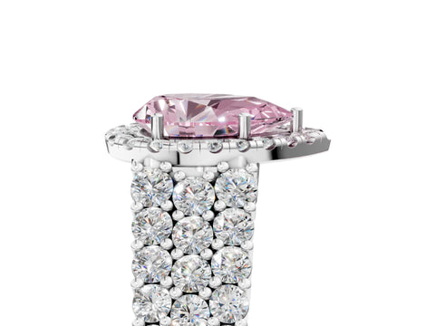 White gold Fancy Pink Pear Cut Halo Pavé Diamond Engagement Ring with Split Shank and Four-Prong Setting_8