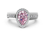 White gold Fancy Pink Pear  Cut Halo Pave Band Four-Prong Ring_49