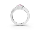 White gold Fancy Pink Pear  Cut Halo Pave Band Four-Prong Ring_52