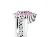 White gold Fancy Pink Pear  Cut Halo Pave Band Four-Prong Ring_54