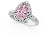 White gold Fancy Pink Pear  Cut Halo Pave Band Four-Prong Setting Ring_21