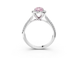 White gold Fancy Pink Pear  Cut Halo Pave Band Four-Prong Setting Ring_23