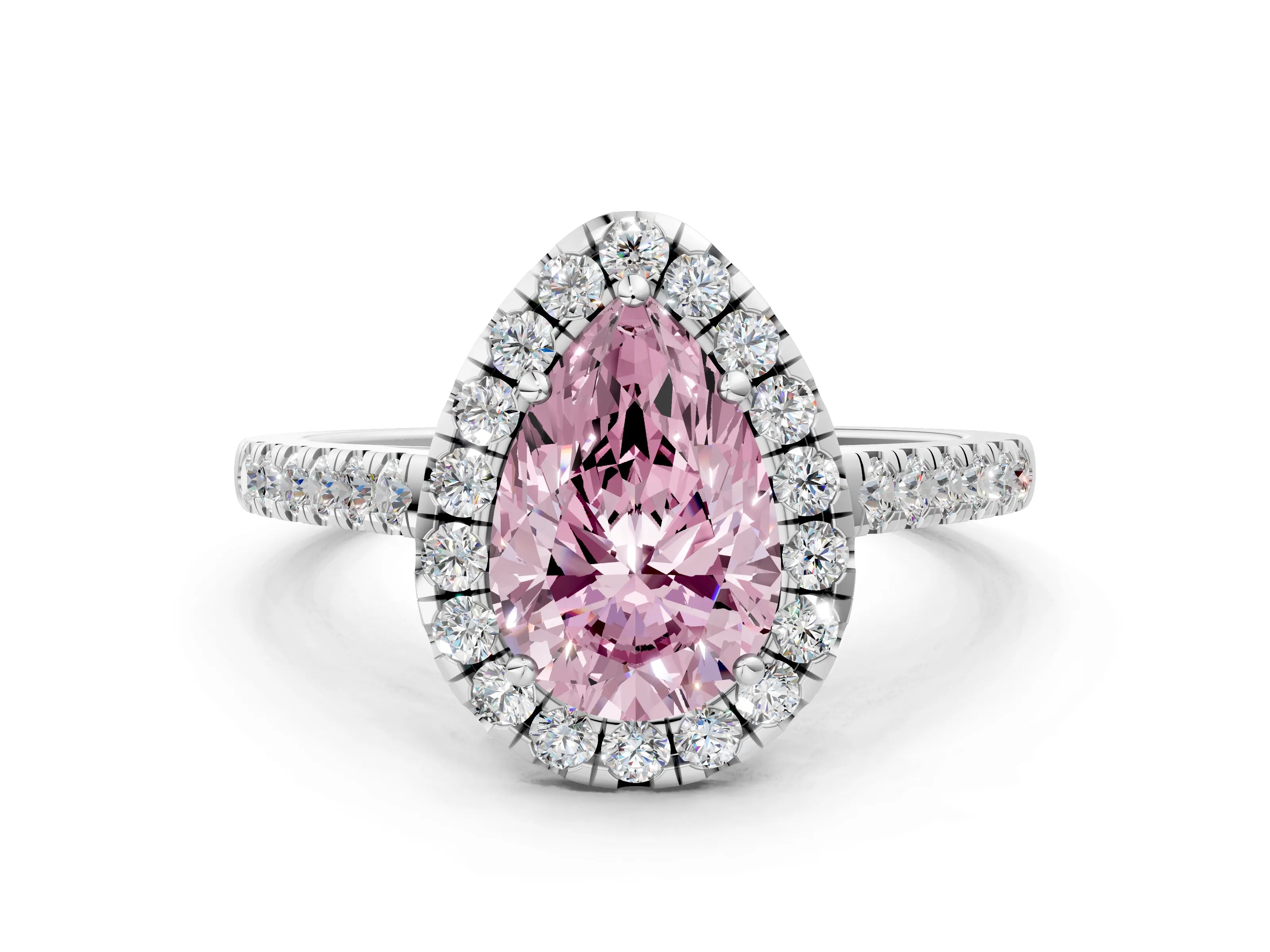 White gold Fancy Pink Pear Cut Halo Pave Diamond Engagement Ring with Four-Prong Setting_60