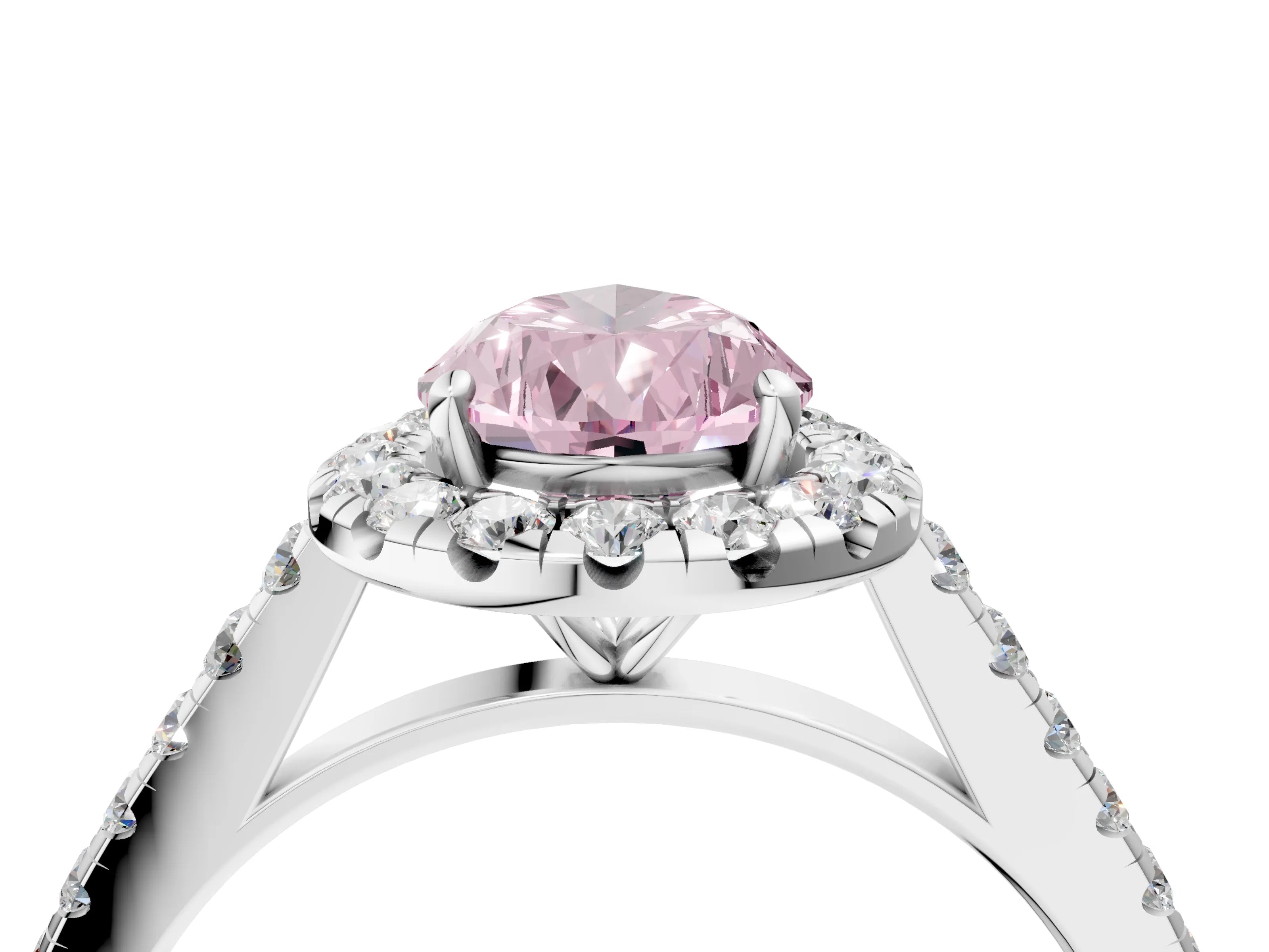 White gold Fancy Pink Pear Cut Halo Pave Diamond Engagement Ring with Four-Prong Setting_64