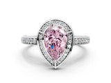 White gold Fancy Pink Pear  Cut Halo Pave Split Shank Prong Setting Ring_32