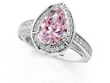 White gold Fancy Pink Pear  Cut Halo Pave Split Shank Prong Setting Ring_38