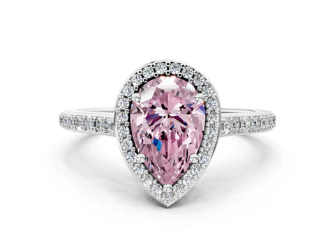 White gold Fancy Pink Pear Cut Halo Round Diamond Pavé Band with Four-Prong Setting_27