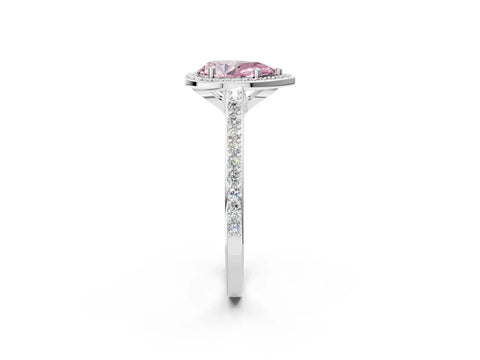 White gold Fancy Pink Pear Cut Halo Round Diamond Pavé Band with Four-Prong Setting_29