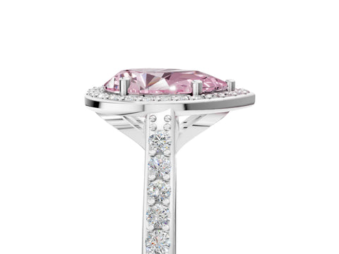 White gold Fancy Pink Pear Cut Halo Round Diamond Pavé Band with Four-Prong Setting_30