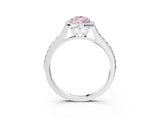 White gold Fancy Pink Pear Cut Halo Round Diamond Pavé Band with Four-Prong Setting_30