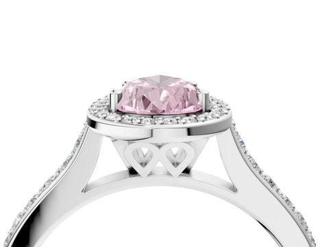 White gold Fancy Pink Pear Cut Halo Round Diamond Pavé Band with Four-Prong Setting_31