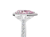 White gold Fancy Pink Pear Cut Halo Round Diamond Pavé Band with Four-Prong Setting_32