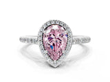White gold Fancy Pink Pear Cut Halo Round Diamond Pavé Band with Four-Prong Setting_39