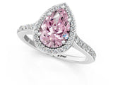 White gold Fancy Pink Pear Cut Halo Round Diamond Pavé Band with Four-Prong Setting_40