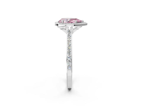 White gold Fancy Pink Pear Cut Halo Round Diamond Pavé Band with Four-Prong Setting_41