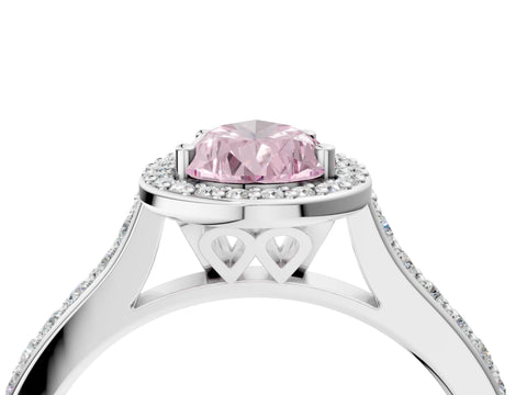 White gold Fancy Pink Pear Cut Halo Round Diamond Pavé Band with Four-Prong Setting_43