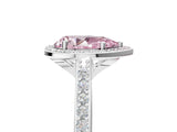 White gold Fancy Pink Pear Cut Halo Round Diamond Pavé Band with Four-Prong Setting_44