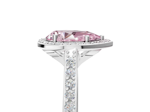 White gold Fancy Pink Pear Cut Halo Round Diamond Pavé Band with Four-Prong Setting_44
