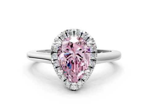 White gold Fancy Pink Pear Cut Halo Round Diamond Solitaire Engagement Ring with Pave Band and Four-Prong Setting_24