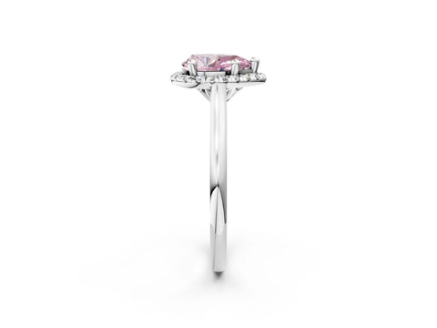 White gold Fancy Pink Pear Cut Halo Round Diamond Solitaire Engagement Ring with Pave Band and Four-Prong Setting_26