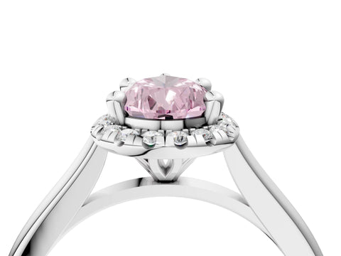 White gold Fancy Pink Pear Cut Halo Round Diamond Solitaire Engagement Ring with Pave Band and Four-Prong Setting_28