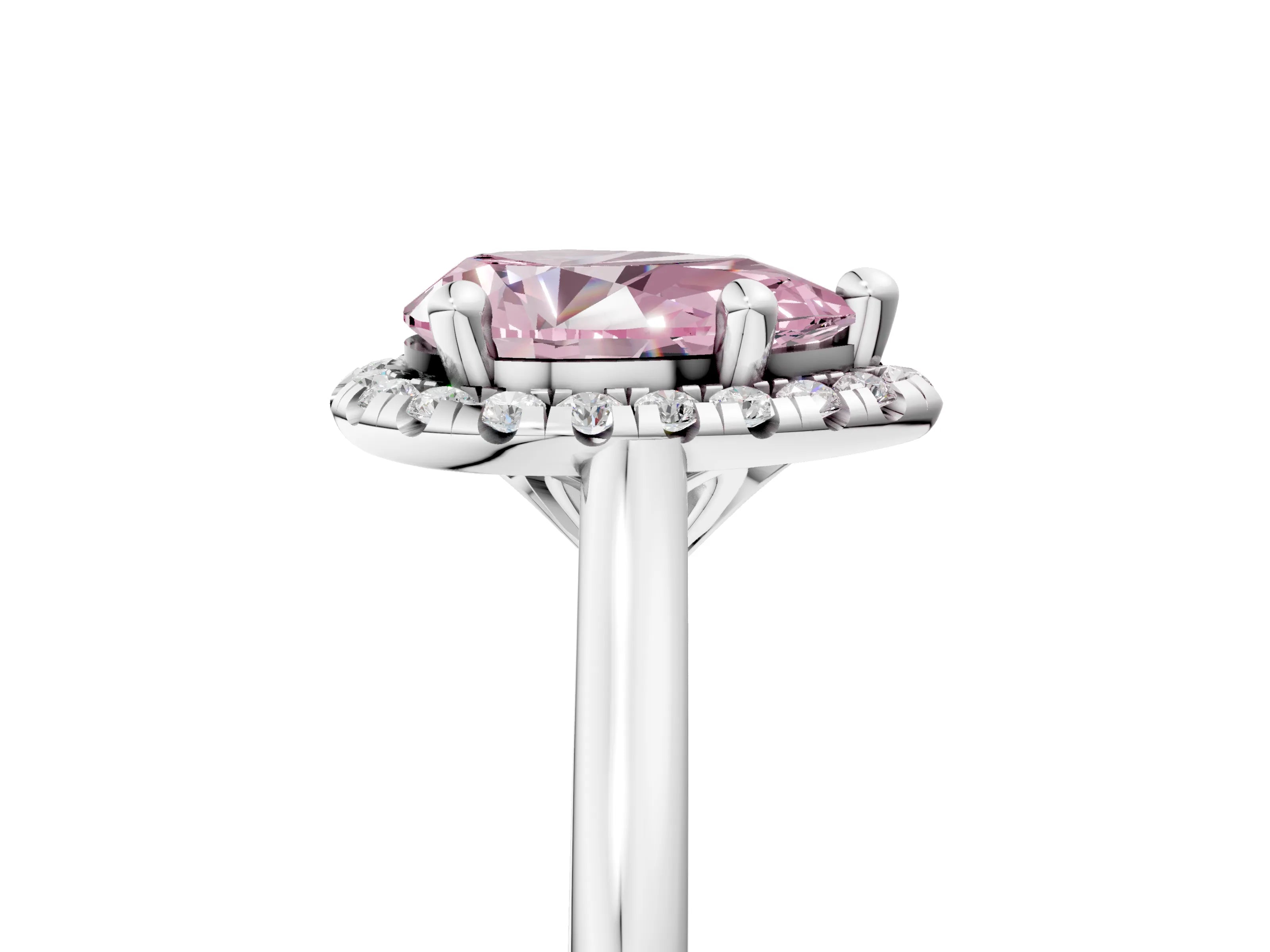 White gold Fancy Pink Pear Cut Halo Round Diamond Solitaire Engagement Ring with Pave Band and Four-Prong Setting_29
