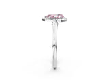 White gold Fancy Pink Pear Cut Halo Round Diamond Solitaire Ring with Pavé Band and Four-Prong Setting_14