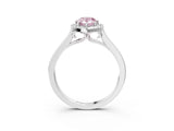 White gold Fancy Pink Pear Cut Halo Round Diamond Solitaire Ring with Pavé Band and Four-Prong Setting_15