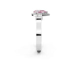 White gold Fancy Pink Pear Cut Halo Round Diamond Twist Band with Four-Prong Setting_14