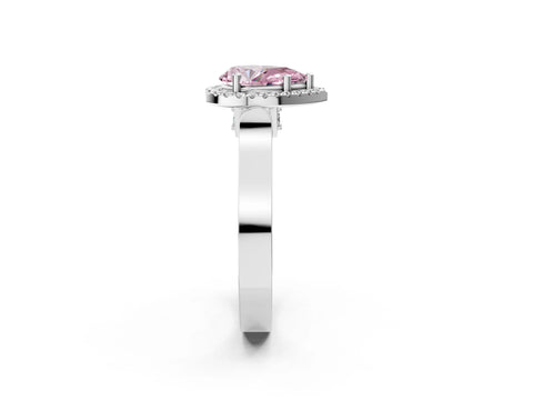 White gold Fancy Pink Pear Cut Halo Round Diamond Twist Band with Four-Prong Setting_14