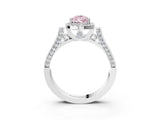 White gold Fancy Pink Pear Cut Halo Round Diamond Twist Band with Four-Prong Setting_15