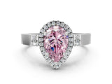White gold Fancy Pink Pear Cut Halo Round Diamond Twist Band with Four-Prong Setting_24
