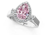 White gold Fancy Pink Pear Cut Halo Round Diamond Twist Band with Four-Prong Setting_25