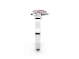 White gold Fancy Pink Pear Cut Halo Round Diamond Twist Band with Four-Prong Setting_26
