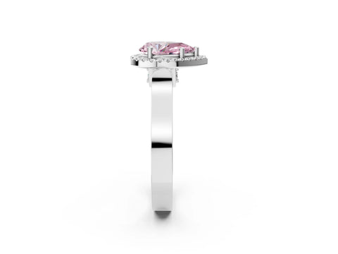 White gold Fancy Pink Pear Cut Halo Round Diamond Twist Band with Four-Prong Setting_26