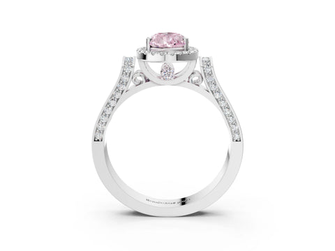 White gold Fancy Pink Pear Cut Halo Round Diamond Twist Band with Four-Prong Setting_27