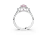 White gold Fancy Pink Pear Cut Halo Round Diamond Twist Band with Four-Prong Setting_27
