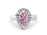 White gold Fancy Pink Pear  Cut Halo Solitaire Engagement Ring with Square Band and Four-Prong Setting_12