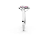 White gold Fancy Pink Pear  Cut Halo Solitaire Engagement Ring with Square Band and Four-Prong Setting_163