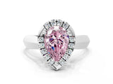 White gold Fancy Pink Pear  Cut Halo Solitaire Engagement Ring with Square Band and Four-Prong Setting_166