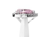 White gold Fancy Pink Pear  Cut Halo Solitaire Engagement Ring with Square Band and Four-Prong Setting_168
