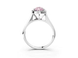 White gold Fancy Pink Pear  Cut Halo Solitaire Engagement Ring with Square Band and Four-Prong Setting_169