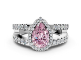 White gold Fancy Pink Pear  Cut Halo Split Shank Diamond Ring with Four-Prong Setting_45