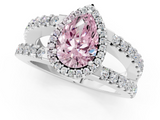 White gold Fancy Pink Pear  Cut Halo Split Shank Diamond Ring with Four-Prong Setting_46