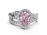 White gold Fancy Pink Pear  Cut Halo Split Shank Prong Setting Ring_58