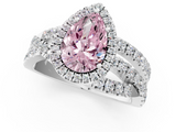 White gold Fancy Pink Pear  Cut Halo Split Shank Prong Setting Ring_59