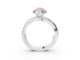 White gold Fancy Pink Pear  Cut Halo Split Shank Prong Setting Ring_61